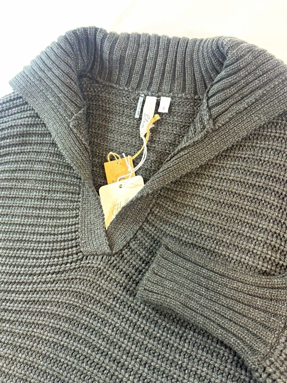 Elan Women’s S NWT Charcoal Chunky Knit Oversized Collar Sweater Boxy